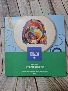 Tabitha Brown Blacky The Dog Embroidery Kit Canvas Needle Hoop Target
